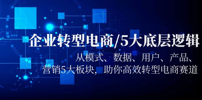 （5939期）企业转型电商/5大底层逻辑，从模式 数据 用户 产品 营销5大板块，高效转型-创奇社