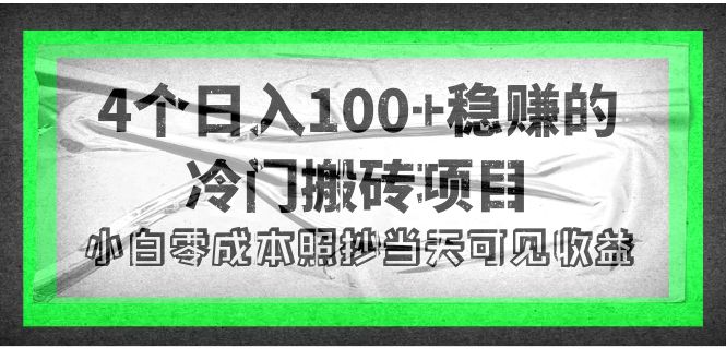 （4041期）4个稳赚的冷门搬砖项目，每个项目日入100+小白零成本照抄当天可见收益-创奇社