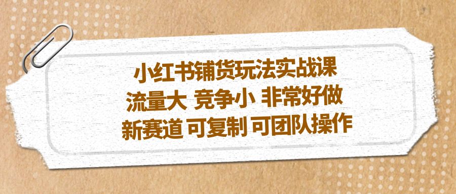 （5291期）小红书铺货玩法实战课，流量大 竞争小 非常好做 新赛道 可复制 可团队操作-创奇社