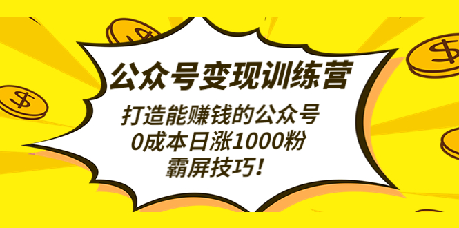 （4585期）公众号变现训练营（第3期）打造能赚钱的公众号，0成本日涨1000粉，霸屏技巧-创奇社