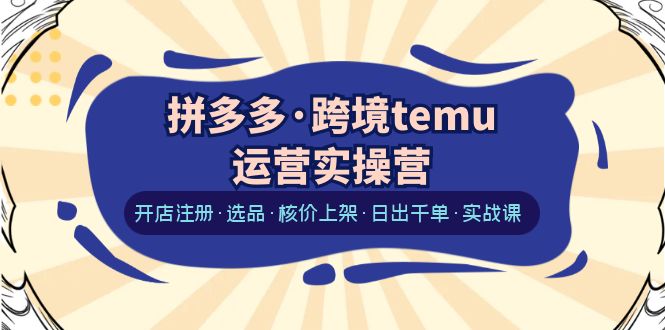 （6319期）拼多多·跨境temu运营实操营：开店注册·选品·核价上架·日出千单·实战课-创奇社