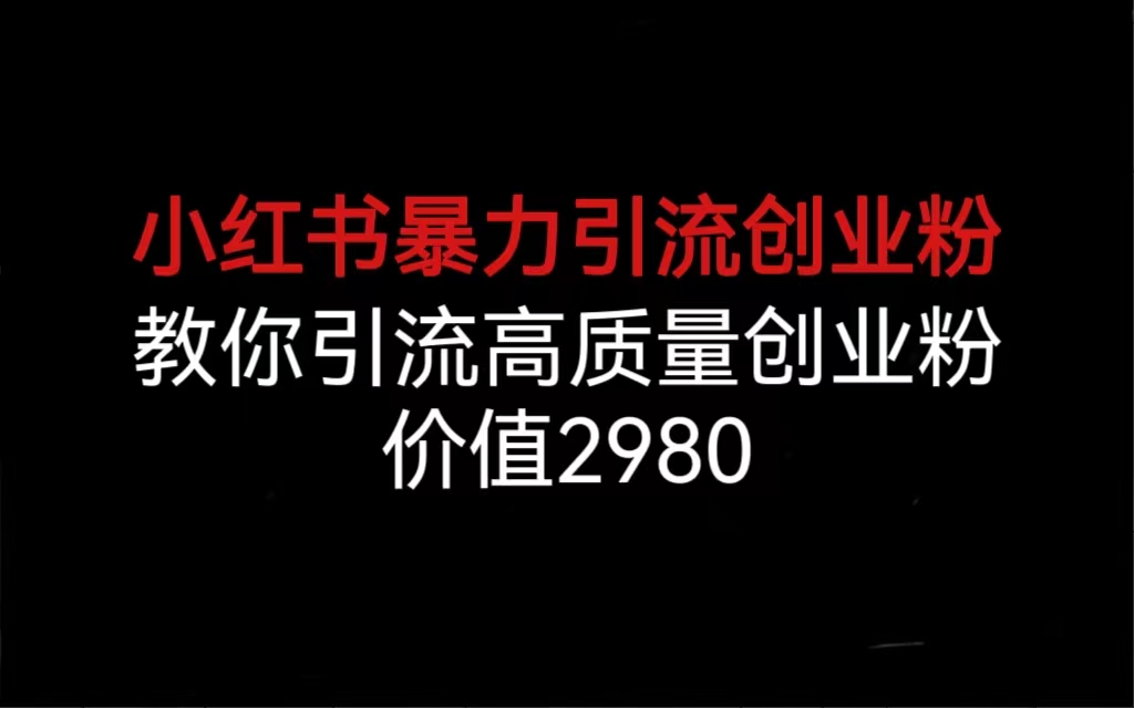 （6779期）小红书暴力引流创业粉，教你引流高质量创业粉，价值2980-创奇社