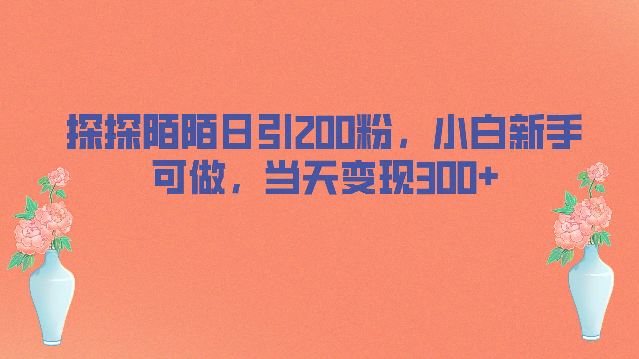 （6817期）探探陌陌日引200粉，小白新手可做，当天就能变现300+-创奇社 - AI前沿·副业变现·资源教程！