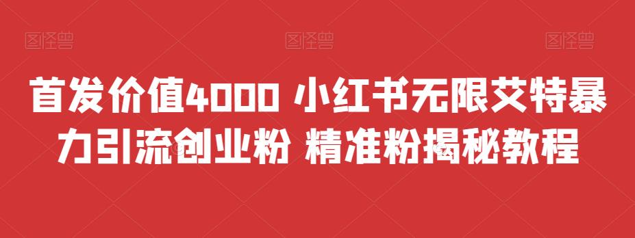 （6982期）首发价值4000 小红书无限艾特暴力引流创业粉 精准粉揭秘教程-创奇社