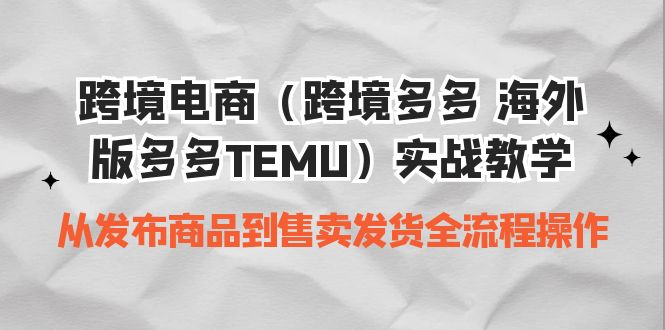 （6989期）跨境电商（跨境多多 海外版多多TEMU）实操教学 从发布商品到售卖发货全流程-创奇社