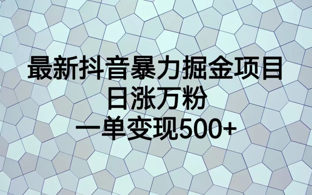 （7100期）最火热的抖音暴力掘金项目，日涨万粉，多种变现方式，一单变现可达500+-创奇社