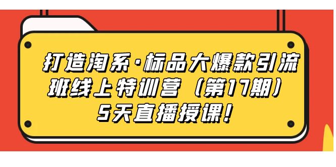（7226期）打造淘系·标品大爆款引流班线上特训营（第17期）5天直播授课！-创奇社