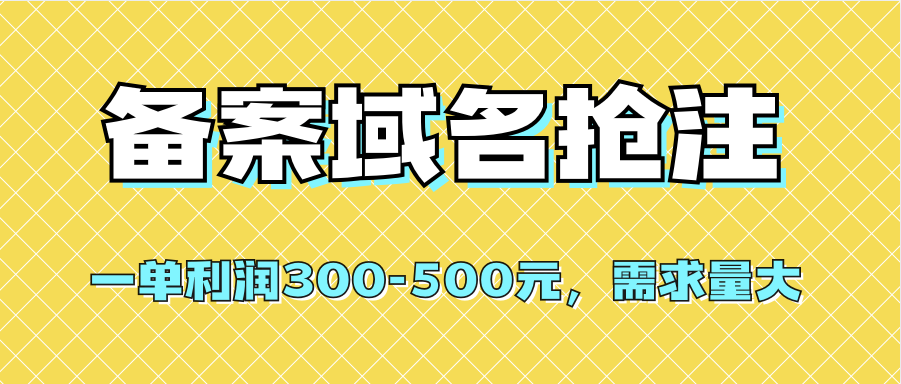 （7277期）【全网首发】备案域名抢注，一单利润300-500元，需求量大-创奇社