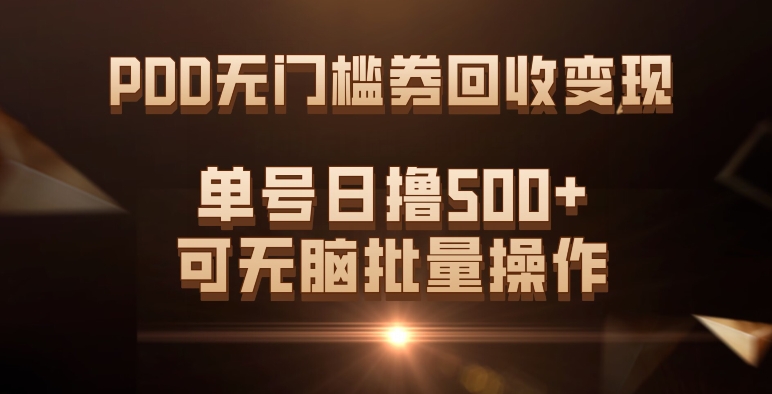 （7527期）PDD无门槛券回收变现，单号日撸500+，可无脑批量操作-创奇社