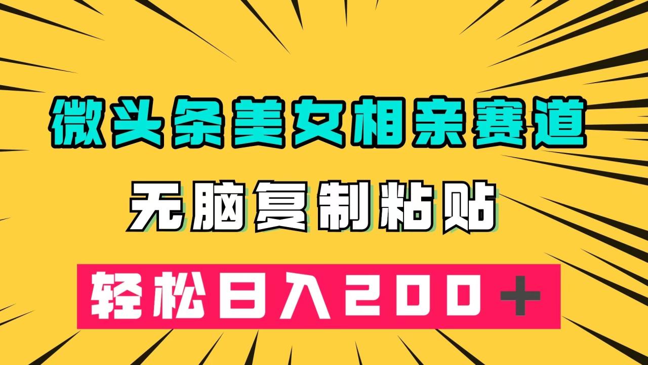 （7559期）微头条冷门美女相亲赛道，无脑复制粘贴，轻松日入200＋-创奇社