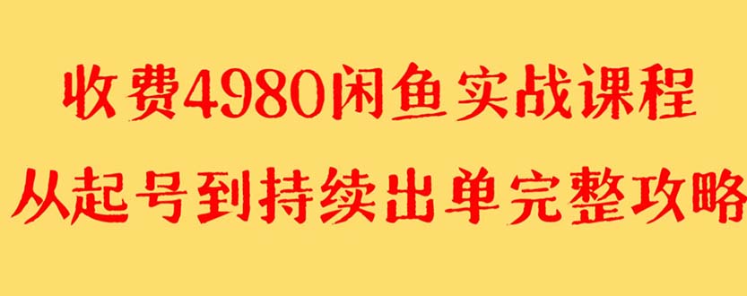 （8359期）外面收费4980闲鱼无货源实战教程 单号4000+-创奇社