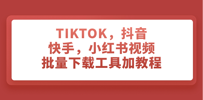 （7714期）TIKTOK，抖音，快手，小红书视频批量下载工具加教程-创奇社