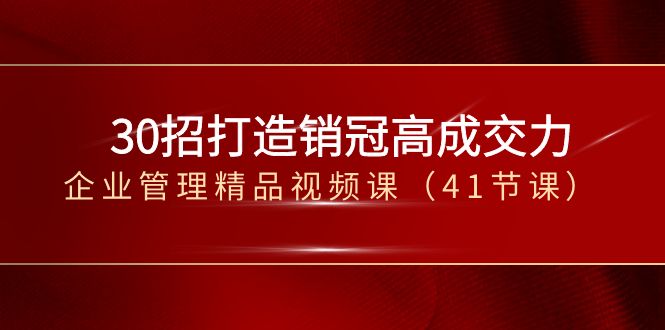 （8477期）30招-打造销冠高成交力-企业管理精品视频课（41节课）-创奇社