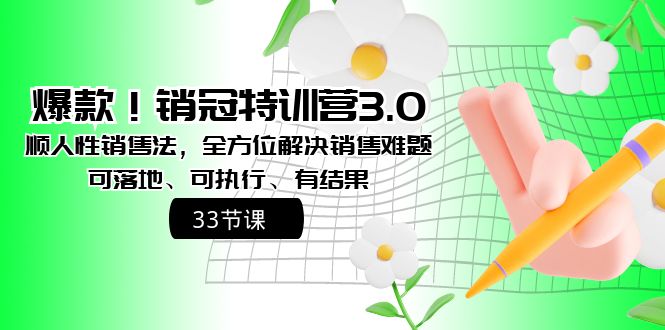 （8573期）爆款！销冠特训营3.0之顺人性销售法，全方位解决销售难题、可落地、可执…-创奇社