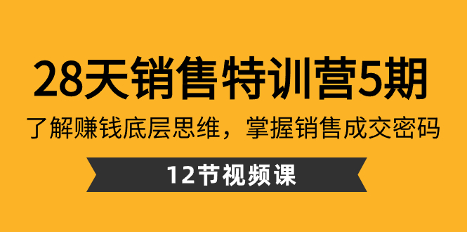 （8659期）28天·销售特训营5期：了解赚钱底层思维，掌握销售成交密码（12节课）-创奇社