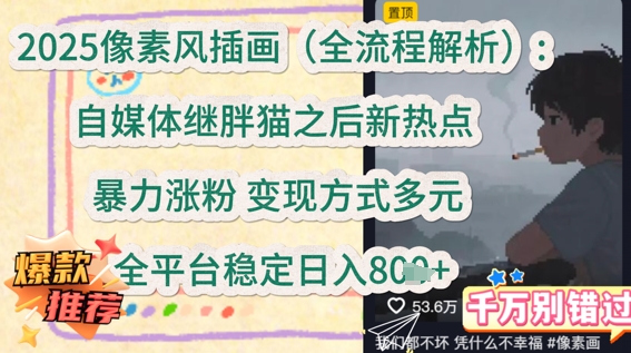 2025像素风插画(全流程解析)：自媒体继胖猫之后新热点，暴力涨粉，变现方式多元，全平台稳定日入多张-创奇社 - AI前沿·副业变现·资源教程！