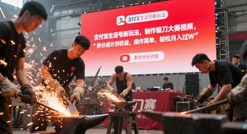 支付宝生活号新玩法，制作锻刀大赛视频，挣分成计划收益，操作简单，轻松月入过W-创奇社 - AI前沿·副业变现·资源教程！