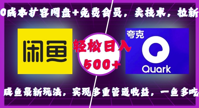 0成本扩容网盘+免费会员，卖技术，拉新，咸鱼最新玩法，实现多重管道收益，一鱼多吃，轻松日入500+-创奇社 - AI前沿·副业变现·资源教程！