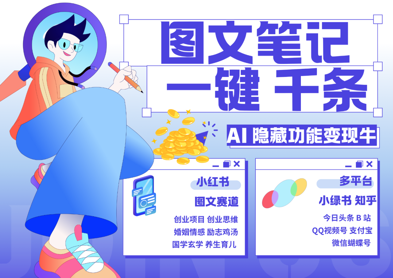 1键生成数千条图文 创业国学 秒生笔记 小红书小绿书图文 轻松引流 变现30000+-创奇社 - AI前沿·副业变现·资源教程！
