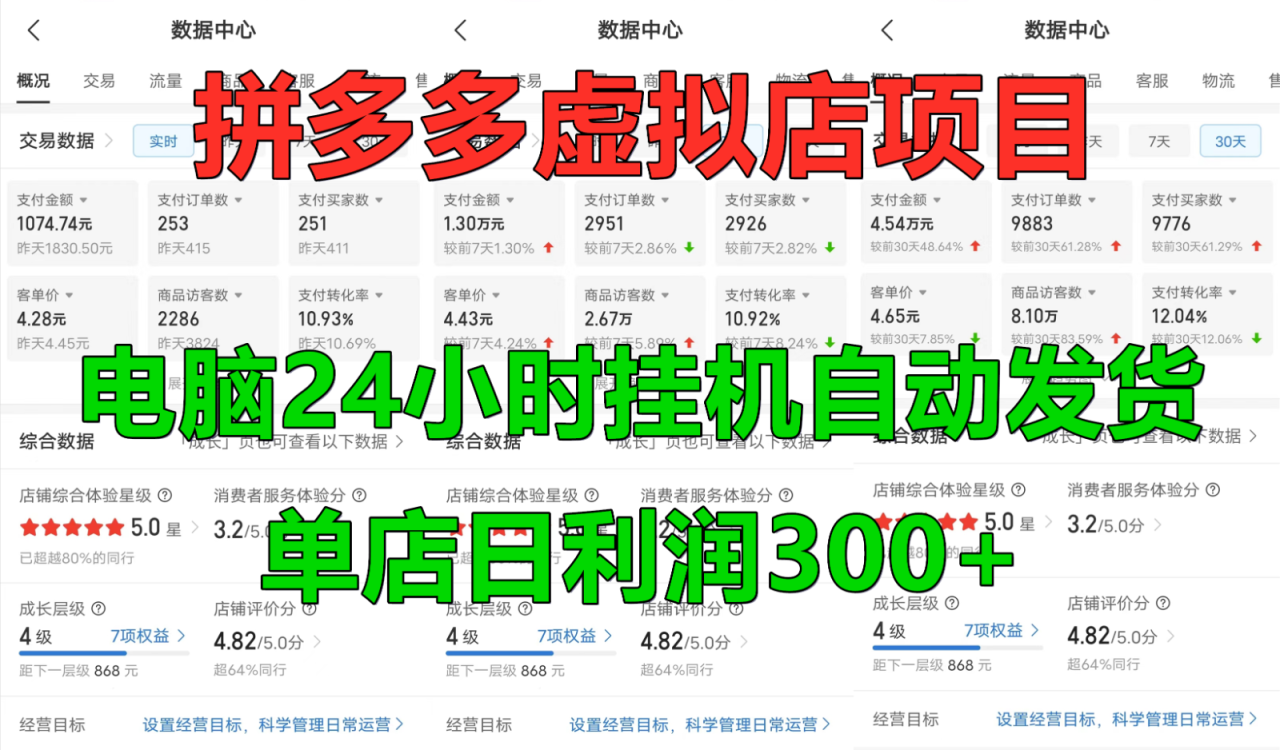 拼多多虚拟店铺项目，电脑挂机自动发货，单店日利润300+-创奇社 - AI前沿·副业变现·资源教程！