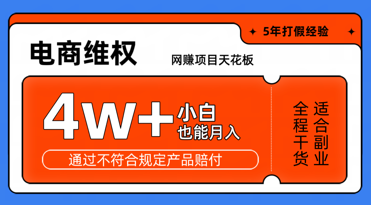网赚项目天花板电商购物维权月收入稳定4w+独家玩法小白也能上手-创奇社 - AI前沿·副业变现·资源教程！