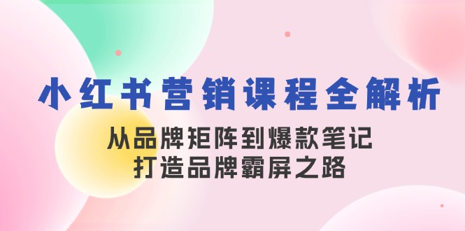 小红书营销课程全解析，从品牌矩阵到爆款笔记，打造品牌霸屏之路-创奇社 - AI前沿·副业变现·资源教程！