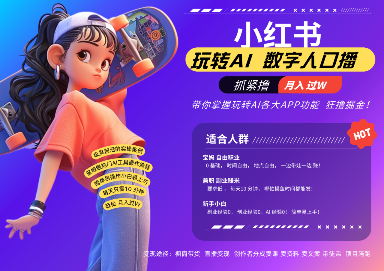 小红书数字人暴力起号  AI改写文案 再也不用费劲录口播每天20分钟  流量火爆日入破…-创奇社 - AI前沿·副业变现·资源教程！