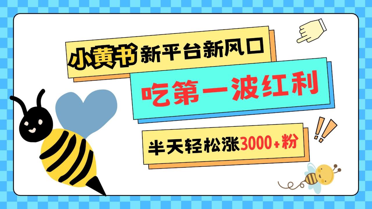 小黄书重磅来袭，新平台新风口，管理宽松，半天轻松涨3000粉，第一波红利等你来吃-创奇社 - AI前沿·副业变现·资源教程！