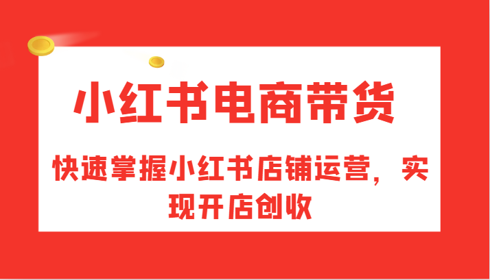 小红书电商带货，快速掌握小红书店铺运营，实现开店创收-创奇社 - AI前沿·副业变现·资源教程！