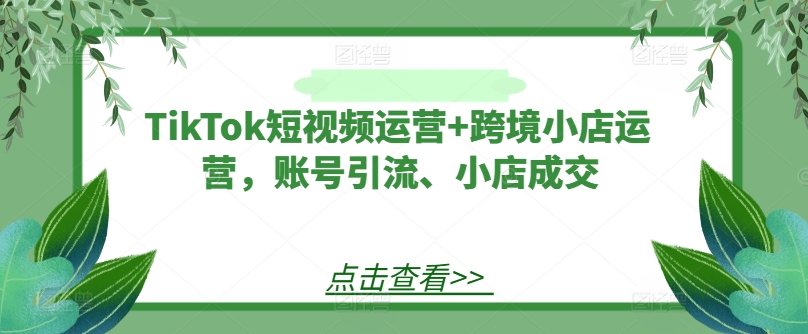 TikTok短视频运营+跨境小店运营，账号引流、小店成交-创奇社 - AI前沿·副业变现·资源教程！
