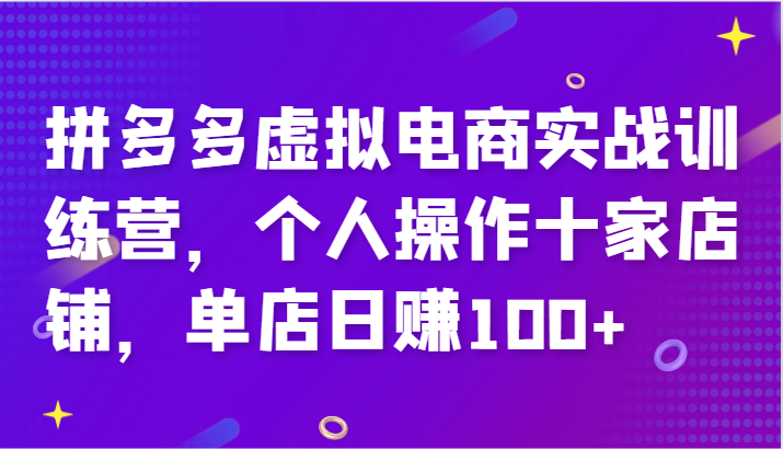 拼多多虚拟电商实战训练营，个人操作十家店铺，单店日赚100+-创奇社 - AI前沿·副业变现·资源教程！