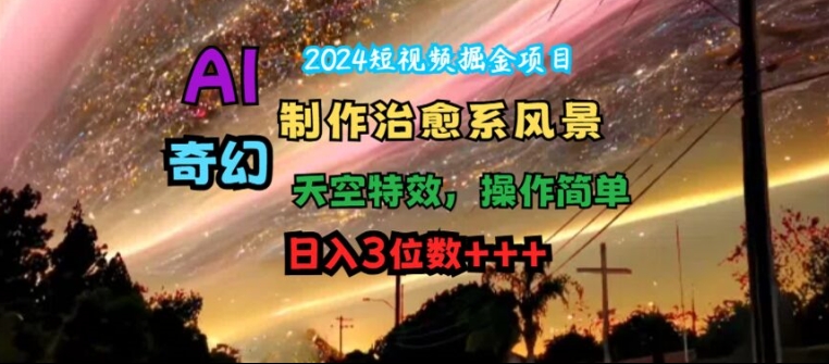 2024短视频掘金项目，AI制作治愈系风景，奇幻天空特效，操作简单，日入3位数-创奇社 - AI前沿·副业变现·资源教程！
