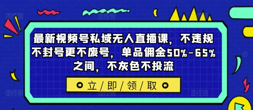 最新视频号私域无人直播课，不违规不封号更不废号，单品佣金50%-65%之间，不灰色不投流-创奇社 - AI前沿·副业变现·资源教程！