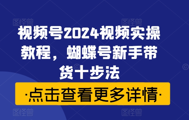 视频号2024视频实操教程，蝴蝶号新手带货十步法-创奇社 - AI前沿·副业变现·资源教程！