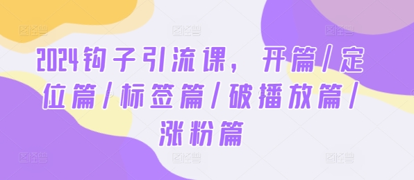 2024钩子引流课，开篇/定位篇/标签篇/破播放篇/涨粉篇-创奇社 - AI前沿·副业变现·资源教程！