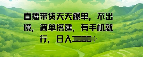 直播带货天天爆单，不出境，简单搭建，有手机就行，日入多张-创奇社 - AI前沿·副业变现·资源教程！