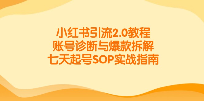 （14981期）小红书引流2.0教程，账号诊断与爆款拆解，七天起号SOP实战指南-创奇社 - AI前沿·副业变现·资源教程！