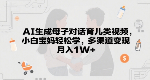 AI生成母子对话育儿类视频，小白宝妈轻松学，多渠道变现，月入1W+-创奇社 - AI前沿·副业变现·资源教程！
