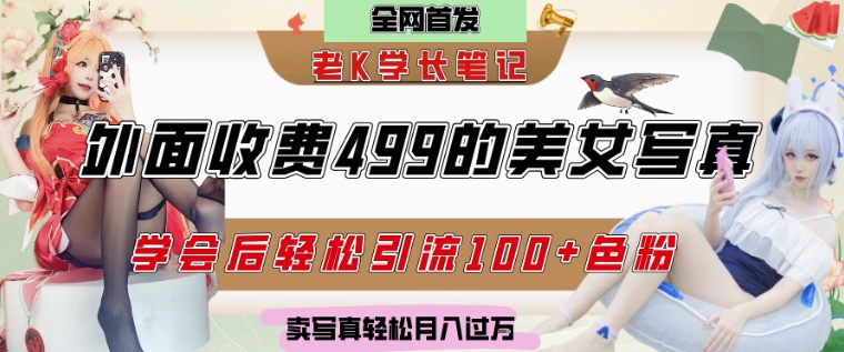 外面收费499的美女写真制作技术，学会后轻松引流S粉变现，日引100+S粉，轻松月入过W-创奇社 - AI前沿·副业变现·资源教程！