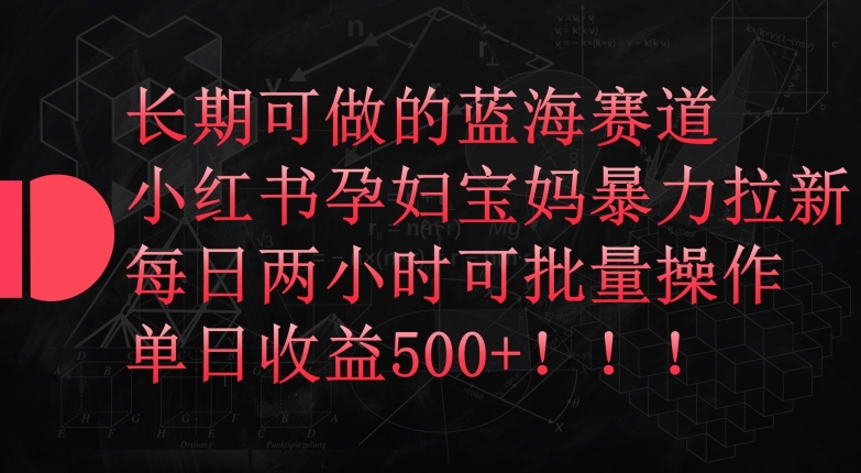 长期可做的蓝海赛道，小红书孕妇宝妈暴力拉新玩法，每日两小时可批量操作，单日收益500+-创奇社 - AI前沿·副业变现·资源教程！
