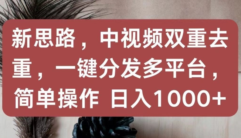 新思路，中视频双重去重，一键分发多平台，简单操作，日入1000+-创奇社 - AI前沿·副业变现·资源教程！