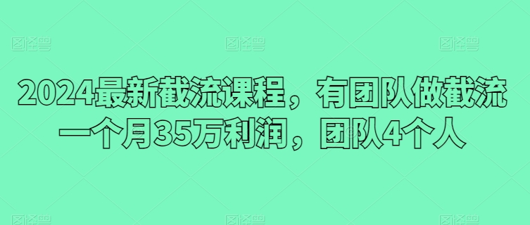 2024最新截流课程，有团队做截流一个月35万利润，团队4个人-创奇社 - AI前沿·副业变现·资源教程！