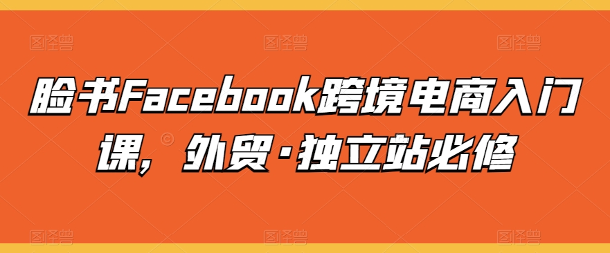 脸书Facebook跨境电商入门课，外贸·独立站必修-创奇社 - AI前沿·副业变现·资源教程！