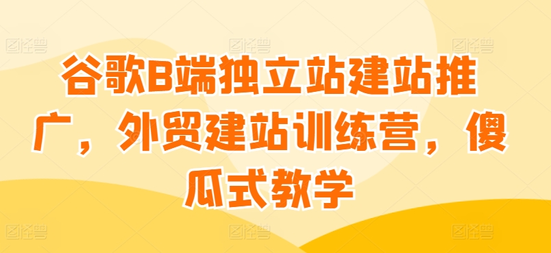 谷歌B端独立站建站推广，外贸建站训练营，傻瓜式教学-创奇社 - AI前沿·副业变现·资源教程！
