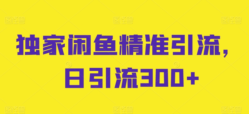 独家闲鱼精准引流，日引流300+-创奇社 - AI前沿·副业变现·资源教程！