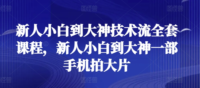 新人小白到大神技术流全套课程，新人小白到大神一部手机拍大片-创奇社 - AI前沿·副业变现·资源教程！