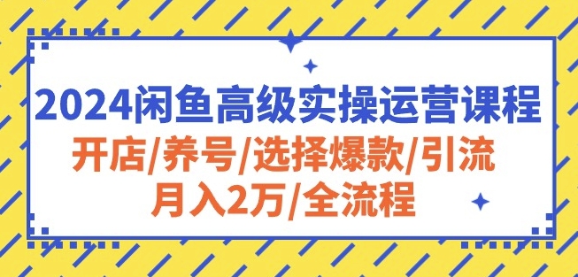 2024闲鱼高级实操运营课程：开店/养号/选择爆款/引流/月入2万/全流程-创奇社 - AI前沿·副业变现·资源教程！