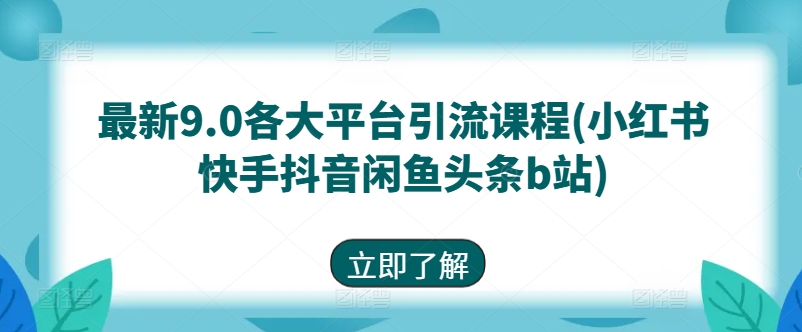 最新9.0各大平台引流课程(小红书快手抖音闲鱼头条b站)-创奇社 - AI前沿·副业变现·资源教程！