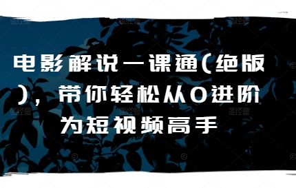 电影解说一课通(绝版)，带你轻松从0进阶为短视频高手-创奇社 - AI前沿·副业变现·资源教程！