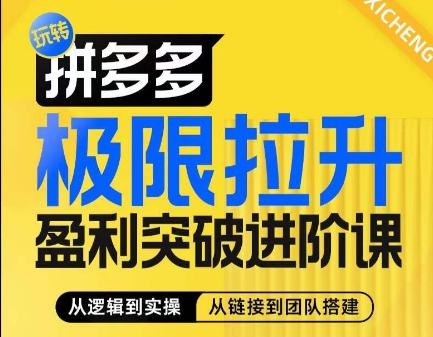 拼多多极限拉升盈利突破进阶课，​从算法到玩法，从玩法到团队搭建，体系化系统性帮助商家实现利润提升-创奇社 - AI前沿·副业变现·资源教程！